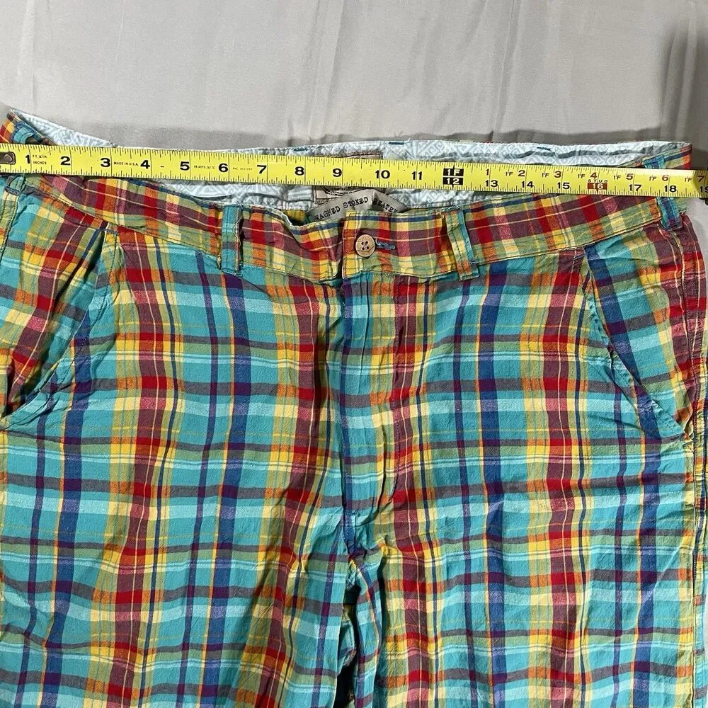 Washed Stoned Beaten Vintage 1946 Plaid Bermuda Shorts Mens Size 38